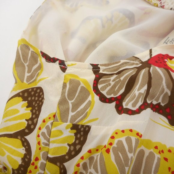 Fossil Women's Size M A-Line Sleeveless Dress Butterfly Print Silk - Picture 7 of 8